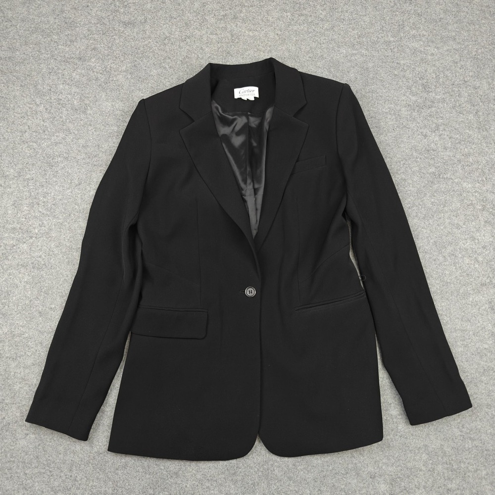 Cartier Uniformes Blazer Womens 38 Black One Button Lined Jacket Office Workwear